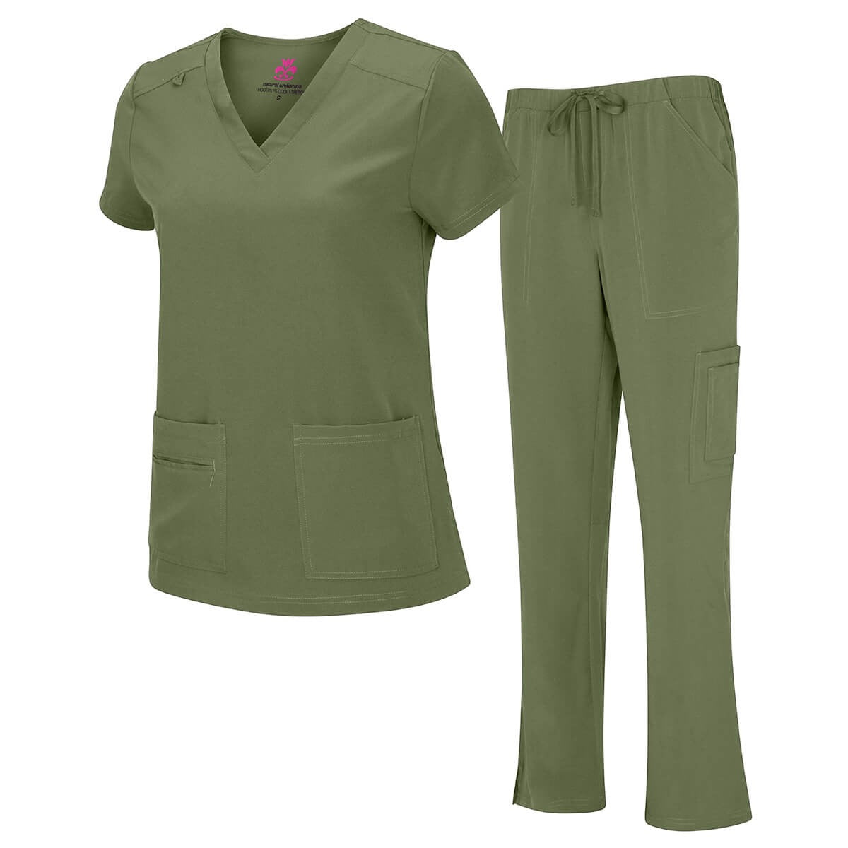 WOMEN’S COOL STRETCH V-NECK TOP AND CARGO PANT SET (STYLE# 8400SET) NOW AVAILABLE IN PETITE