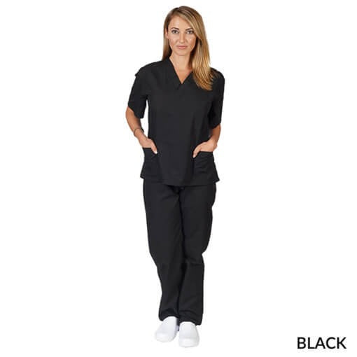 UNISEX SOLID V-NECK SCRUB SET (STYLE# BP101)