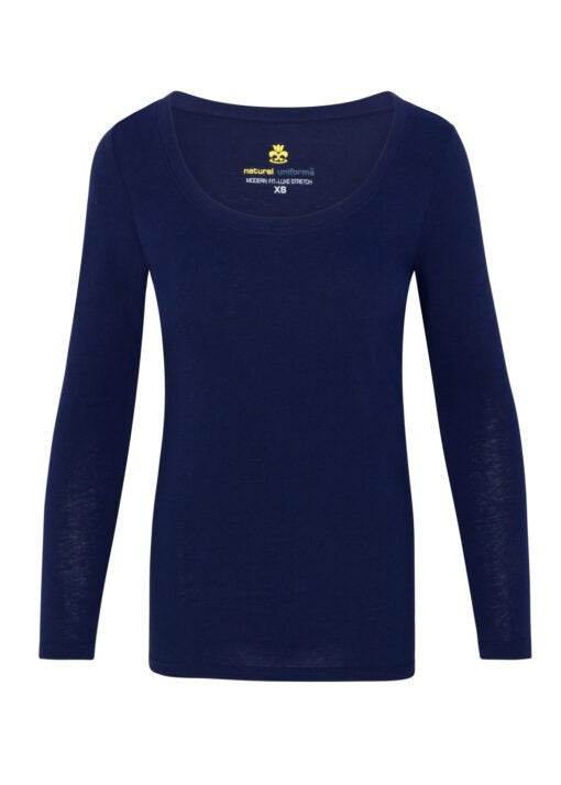 WOMEN’S LONG SLEEVE EXTRA WIDE SCOOP-NECK T-SHIRT UNDER SCRUB (STYLE# 7168)