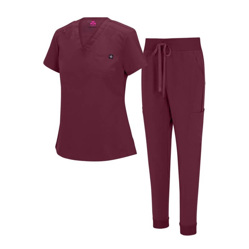 WOMENS COOL STRETCH MODERN TUCK-IN TOP YOGA JOGGER SCRUB SET (STYLE# 4887SET) NOW AVAILABLE IN PETITE