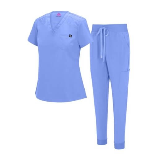 WOMENS COOL STRETCH MODERN TUCK-IN TOP YOGA JOGGER SCRUB SET (STYLE# 4887SET) NOW AVAILABLE IN PETITE