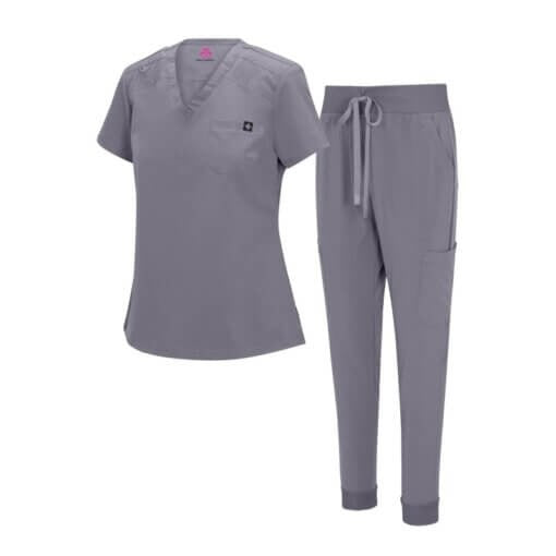 WOMENS COOL STRETCH MODERN TUCK-IN TOP YOGA JOGGER SCRUB SET (STYLE# 4887SET) NOW AVAILABLE IN PETITE
