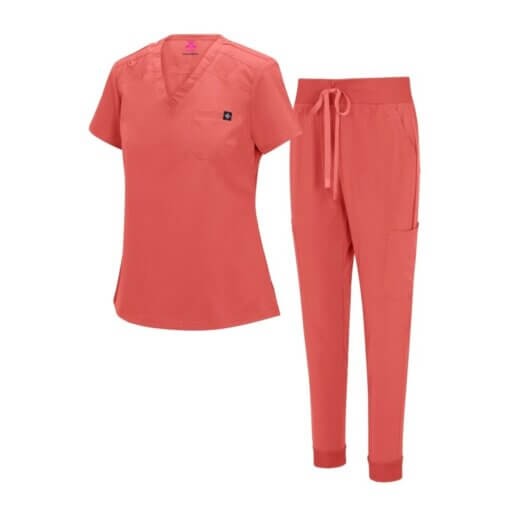 WOMENS COOL STRETCH MODERN TUCK-IN TOP YOGA JOGGER SCRUB SET (STYLE# 4887SET) NOW AVAILABLE IN PETITE