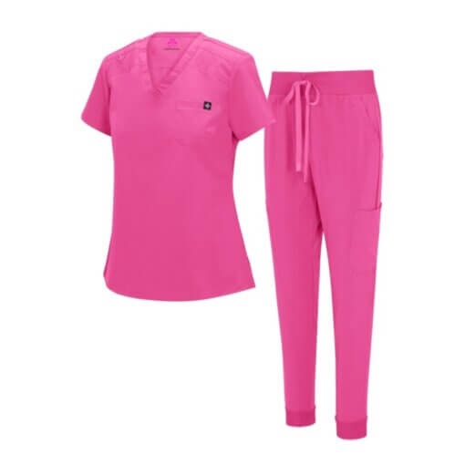 WOMENS COOL STRETCH MODERN TUCK-IN TOP YOGA JOGGER SCRUB SET (STYLE# 4887SET) NOW AVAILABLE IN PETITE