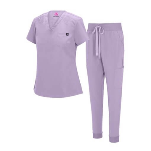 WOMENS COOL STRETCH MODERN TUCK-IN TOP YOGA JOGGER SCRUB SET (STYLE# 4887SET) NOW AVAILABLE IN PETITE