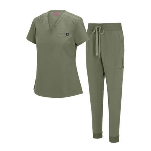 WOMENS COOL STRETCH MODERN TUCK-IN TOP YOGA JOGGER SCRUB SET (STYLE# 4887SET) NOW AVAILABLE IN PETITE