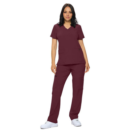 3102 - MONARCH WOMEN’S PREMIUM ESSENTIAL CARGO SCRUB SET - BURGUNDY