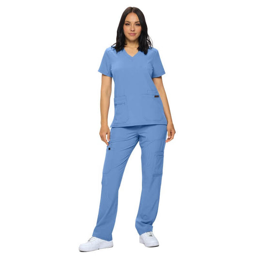 3102 - MONARCH WOMEN’S PREMIUM ESSENTIAL CARGO SCRUB SET - CEIL BLUE