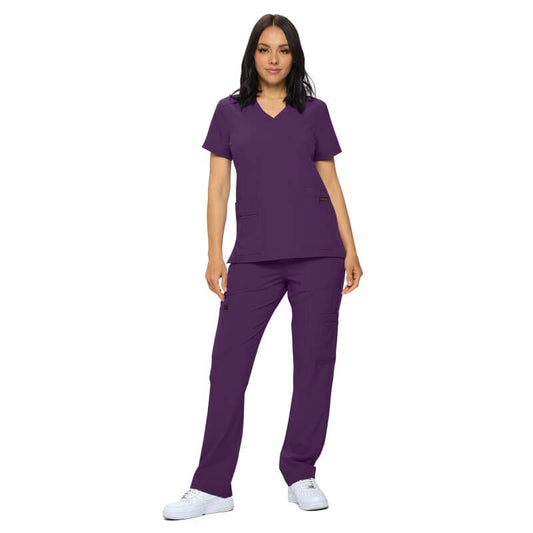 3102 - MONARCH WOMEN’S PREMIUM ESSENTIAL CARGO SCRUB SET - EGGPLANT