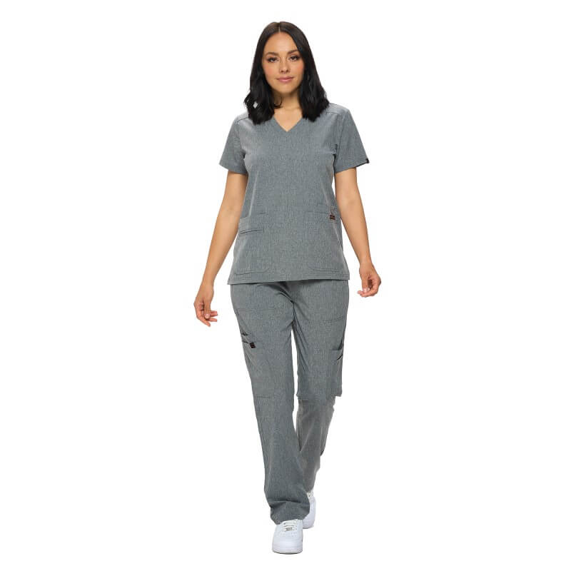 3102 - MONARCH WOMEN’S PREMIUM ESSENTIAL CARGO SCRUB SET - HEATHER GREY