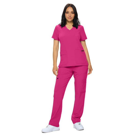 3102 - MONARCH WOMEN’S PREMIUM ESSENTIAL CARGO SCRUB SET - HOT PINK