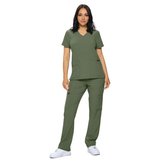 3102 - MONARCH WOMEN’S PREMIUM ESSENTIAL CARGO SCRUB SET - OLIVE