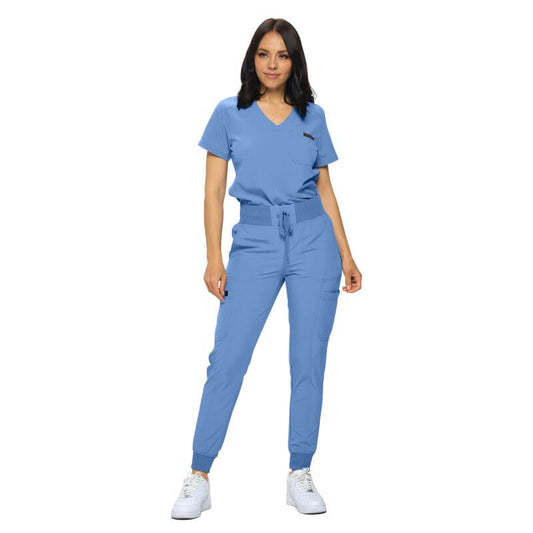 3103 - MONARCH WOMEN’S PREMIUM STRETCH JOGGER SCRUB SET - CEIL BLUE