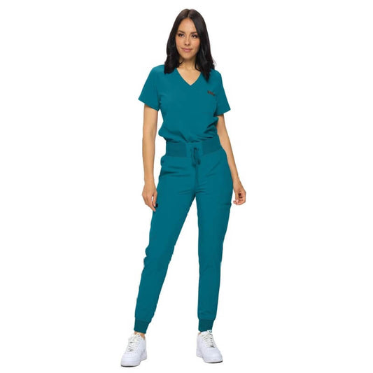 3103 - MONARCH WOMEN’S PREMIUM STRETCH JOGGER SCRUB SET - CARIBBEAN BLUE