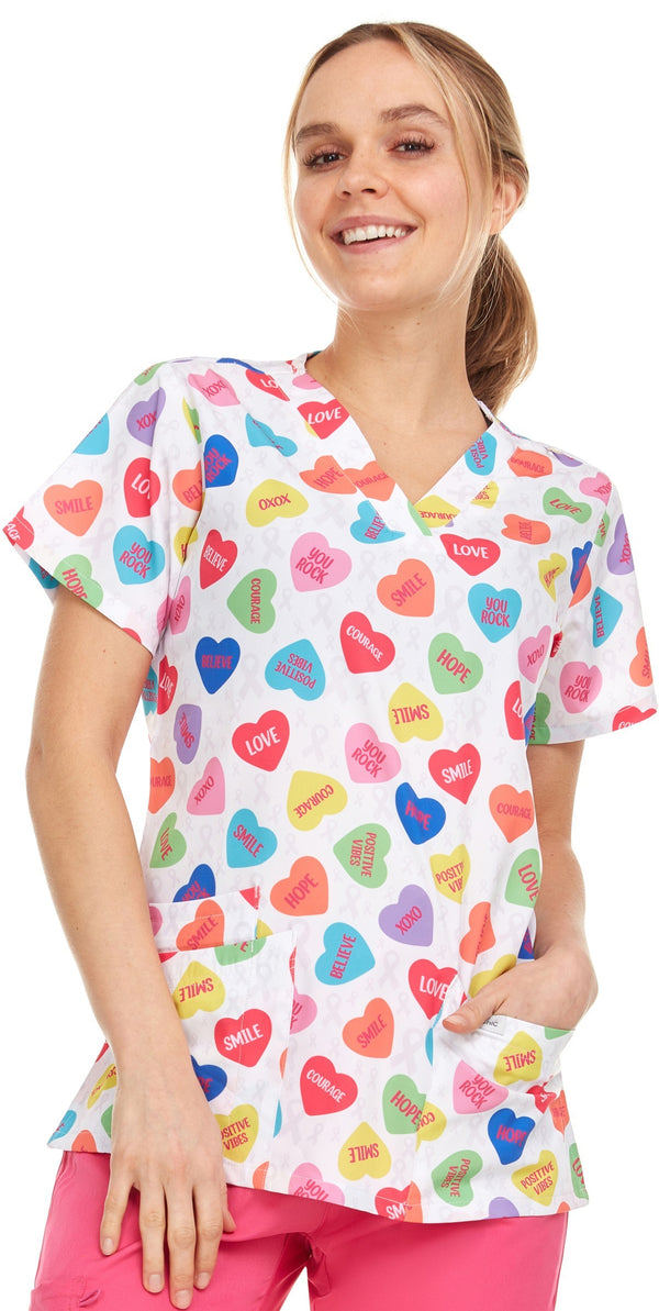 2098-New prints in ! Print V Neck Stretch Scrub Top - kenziesscrubsllc.com