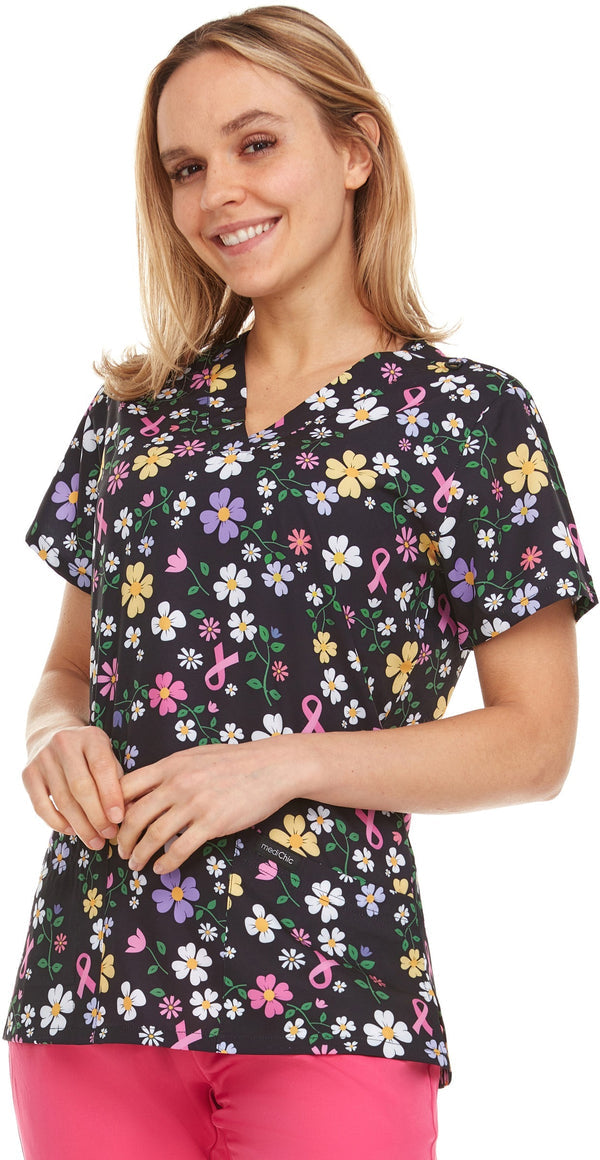 2098-New prints in ! Print V Neck Stretch Scrub Top - kenziesscrubsllc.com