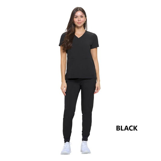 8533 - WOMEN’S ESSENTIAL COOL STRETCH JOGGER SCRUB SET - Black