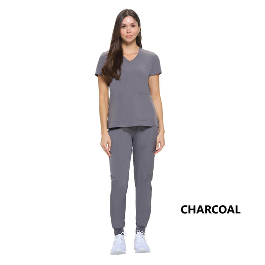 8533 - WOMEN’S ESSENTIAL COOL STRETCH JOGGER SCRUB SET - CHARCOAL