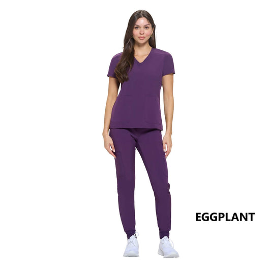 8533 - WOMEN’S ESSENTIAL COOL STRETCH JOGGER SCRUB SET - EGGPLANT