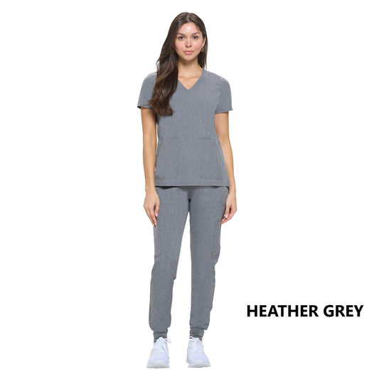 8533 - WOMEN’S ESSENTIAL COOL STRETCH JOGGER SCRUB SET - HEATHER GREY