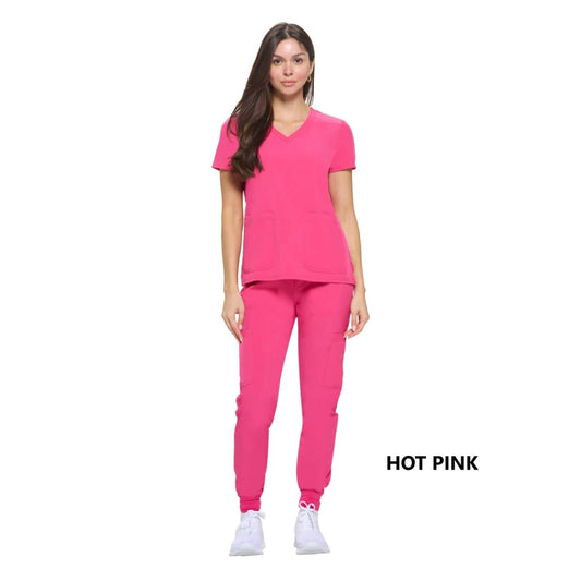 8533 - WOMEN’S ESSENTIAL COOL STRETCH JOGGER SCRUB SET - HOT PINK