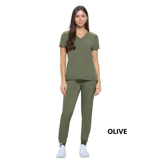 8533 - WOMEN’S ESSENTIAL COOL STRETCH JOGGER SCRUB SET - OLIVE