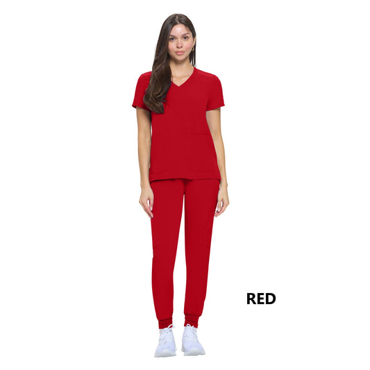 8533 - WOMEN’S ESSENTIAL COOL STRETCH JOGGER SCRUB SET - RED