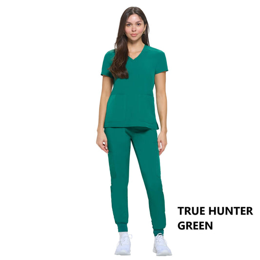 8533 - WOMEN’S ESSENTIAL COOL STRETCH JOGGER SCRUB SET - TRUE HUNTER GREEN