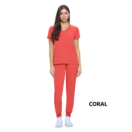 8533 - WOMEN’S ESSENTIAL COOL STRETCH JOGGER SCRUB SET - CORAL